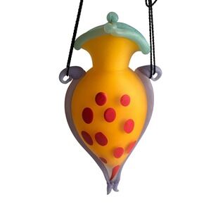 Artisan Hand Blown Art Glass Hanging Vase Abstract Fish Colorful Whimsical